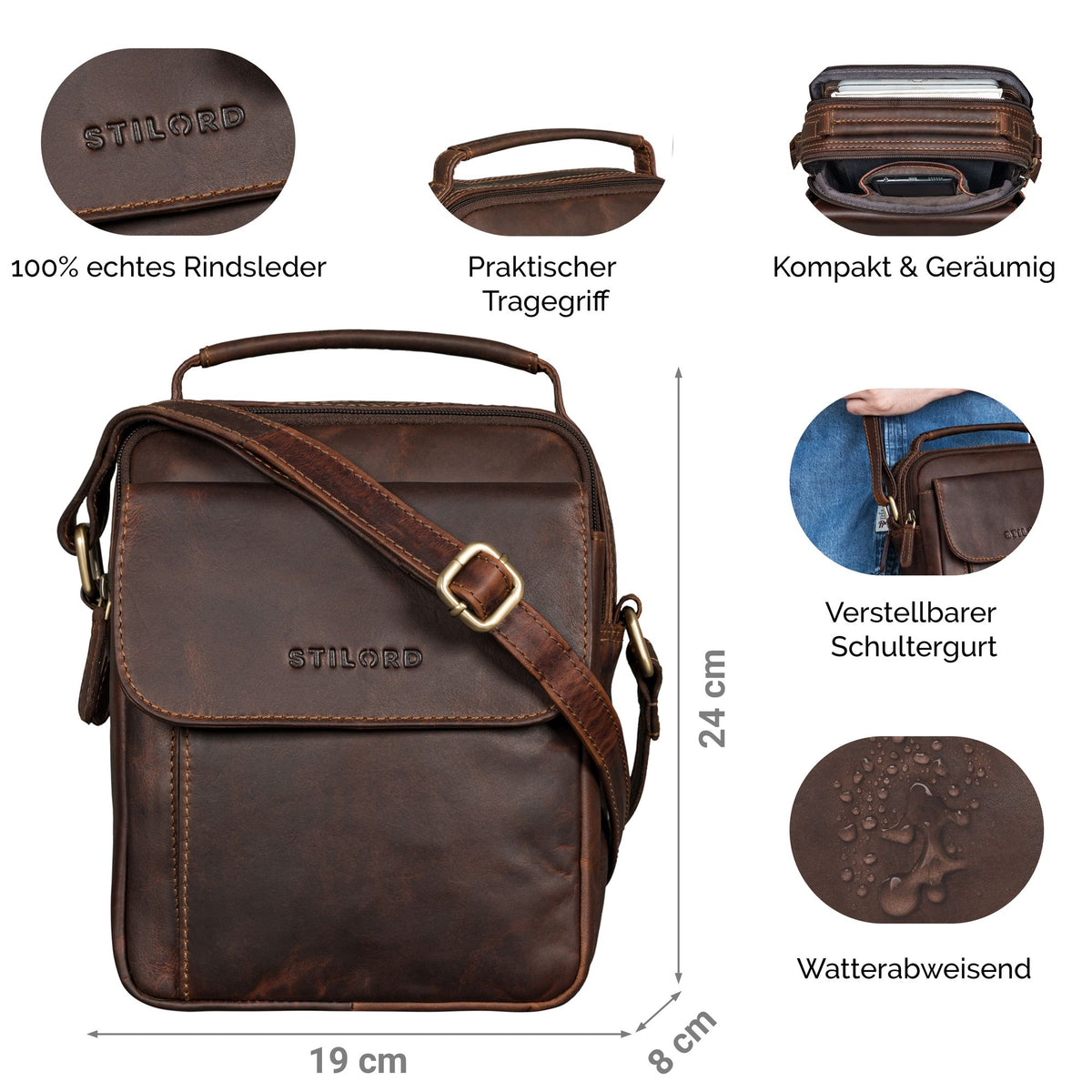 leder crossbody bag damen dunkelbraun