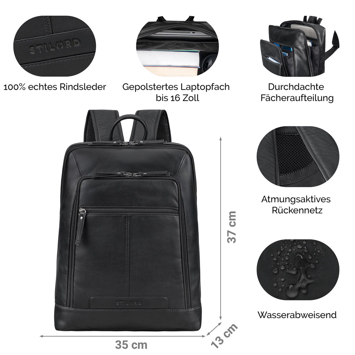 business rucksack echtleder männer schwarz