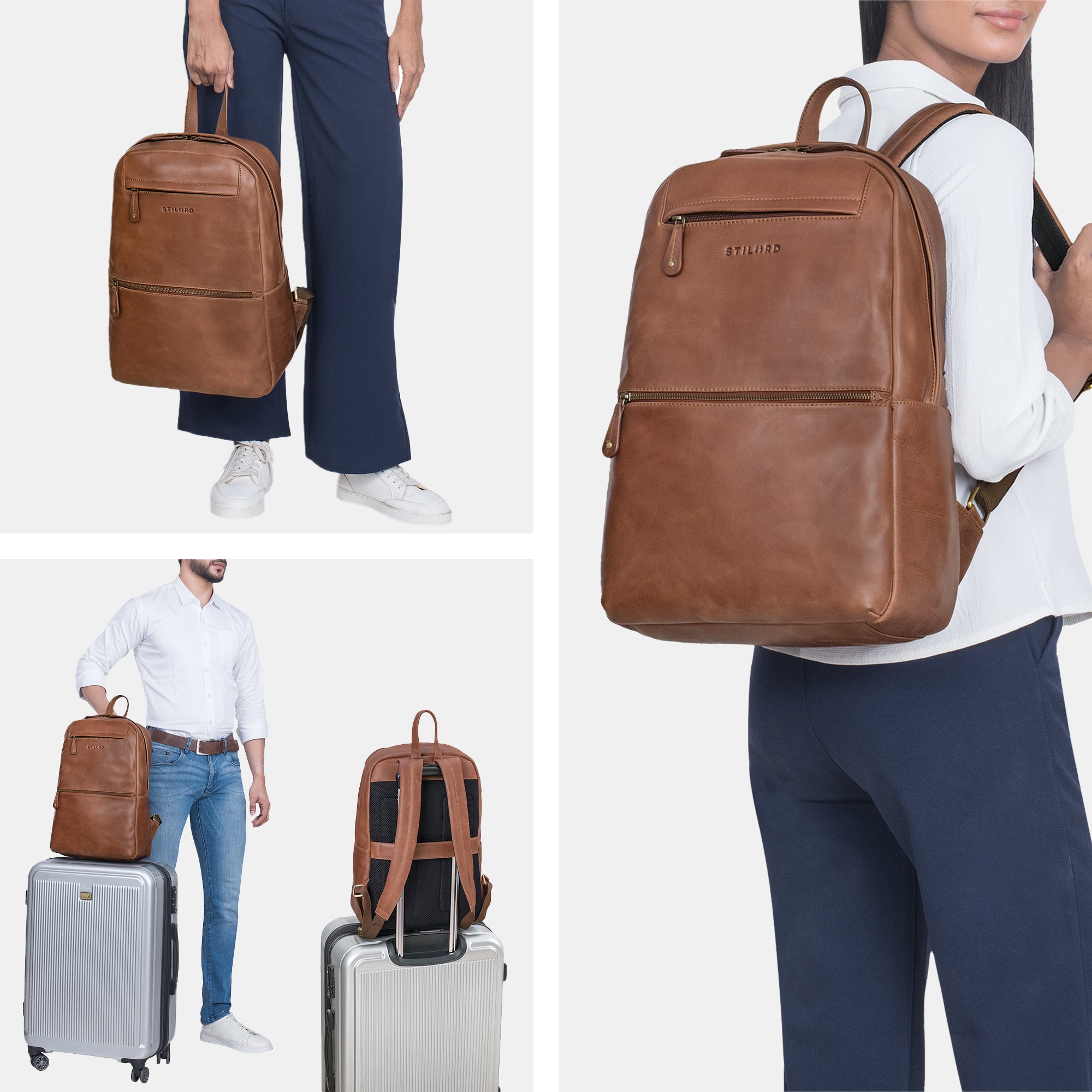 Damen Leder rucksack laptop 16 Zoll herren braun