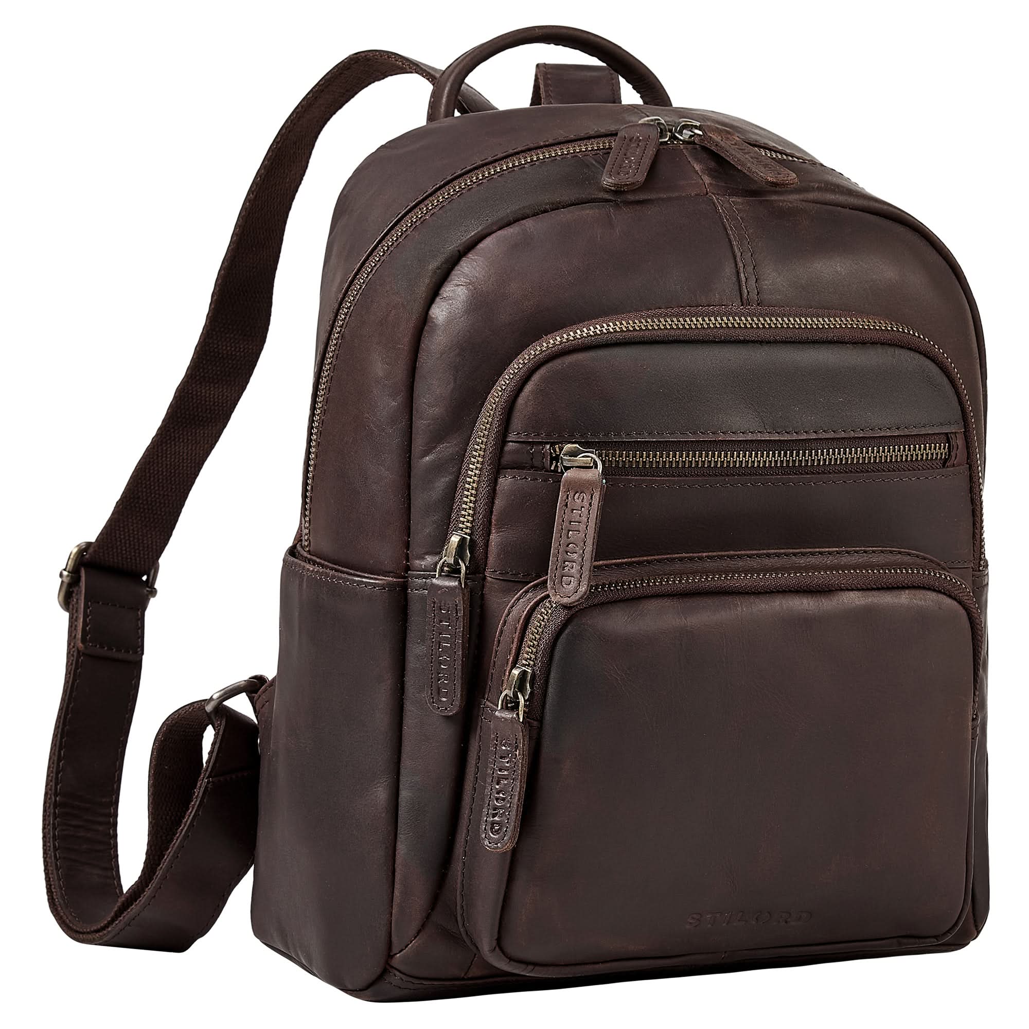 Dunkelbrauner City Rucksack Damen Leder Klein Lederrucksack für 13 Zoll