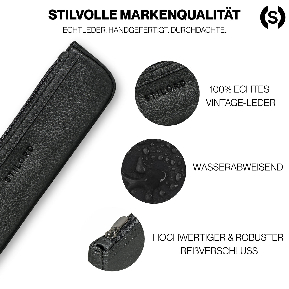 echt leder schwarzes mäppchen klein