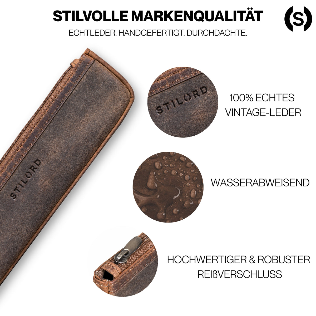 kleines echt leder mäppchen braun slim