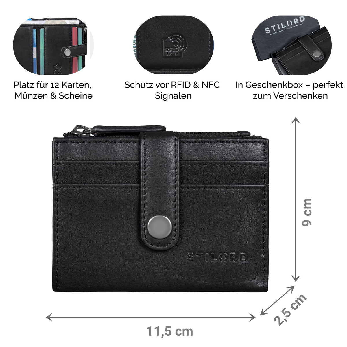 leder portemonnaie damen mini schwarz