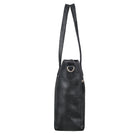 Leder Handtasche schwarz aus der seitlichen Perspektive