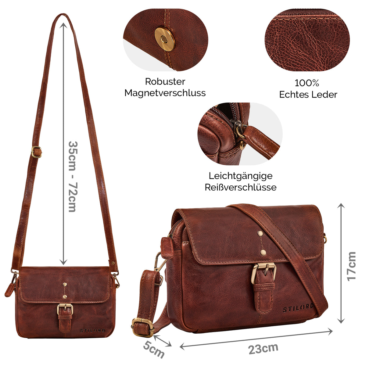 leder umhängetasche damen cognac