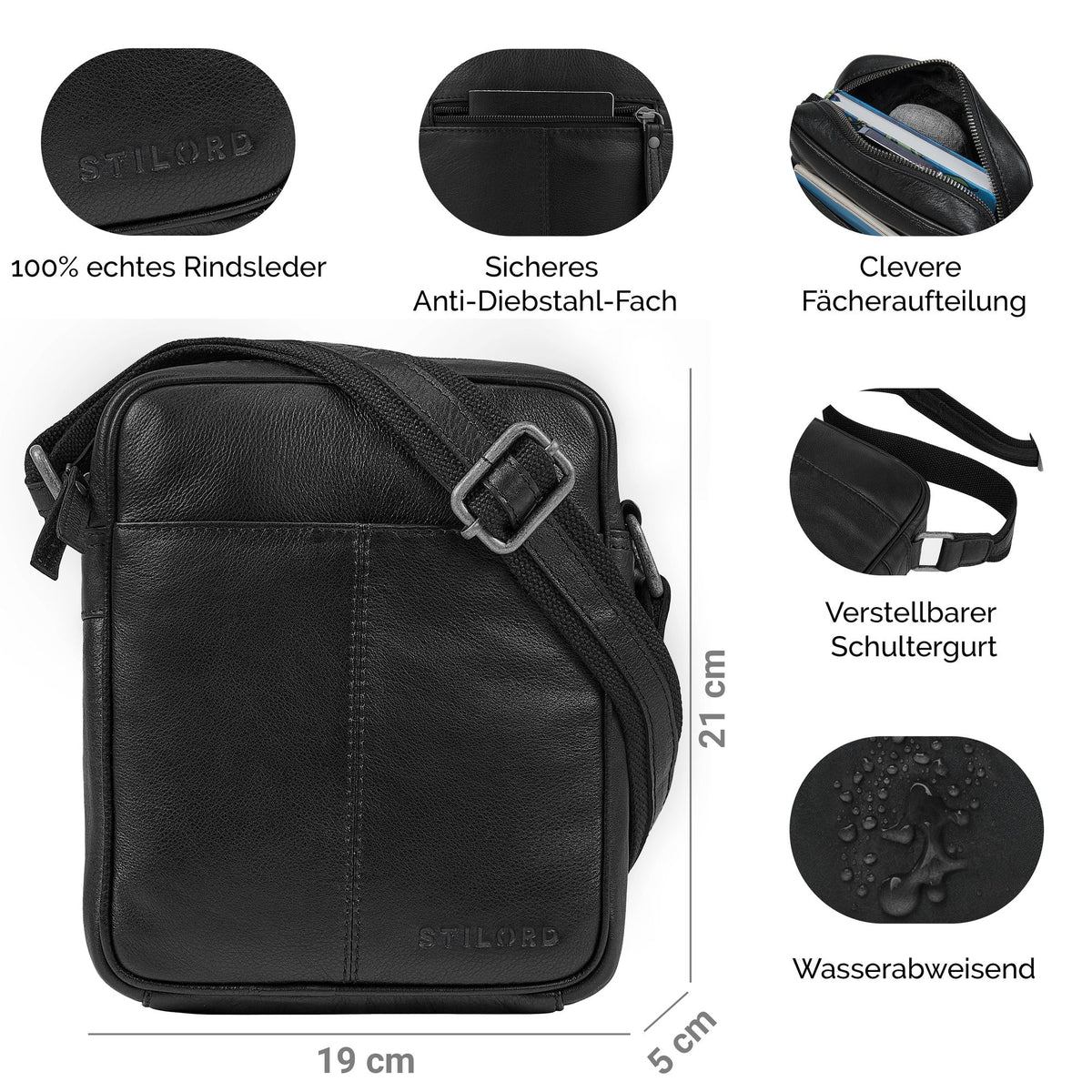 ledertasche zum umhängen herren leder schwarz