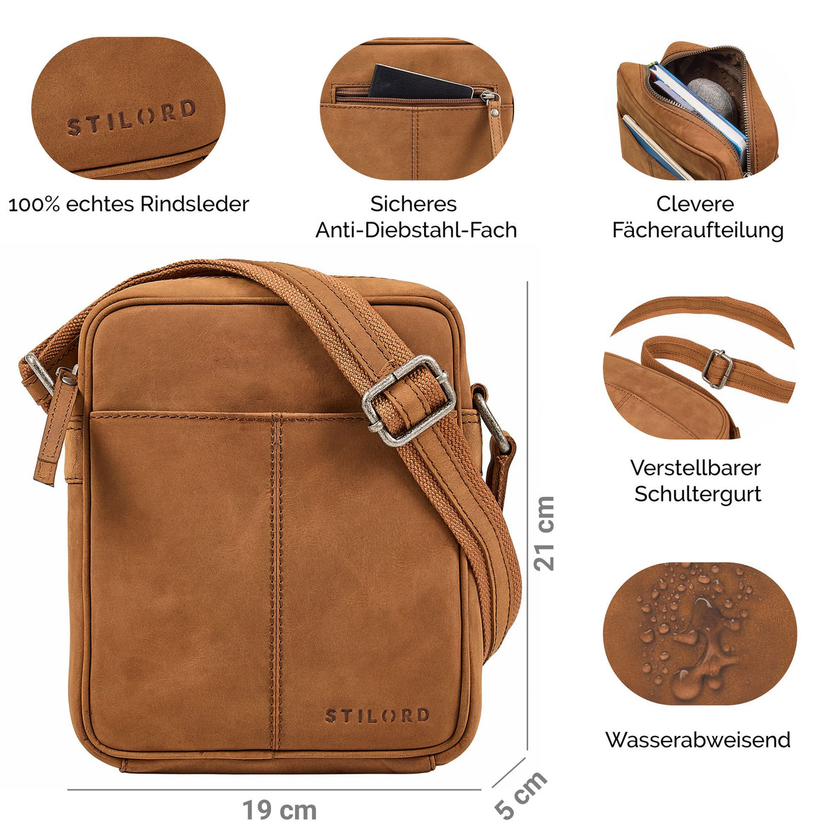 leder umhängetasche herren elegant braun