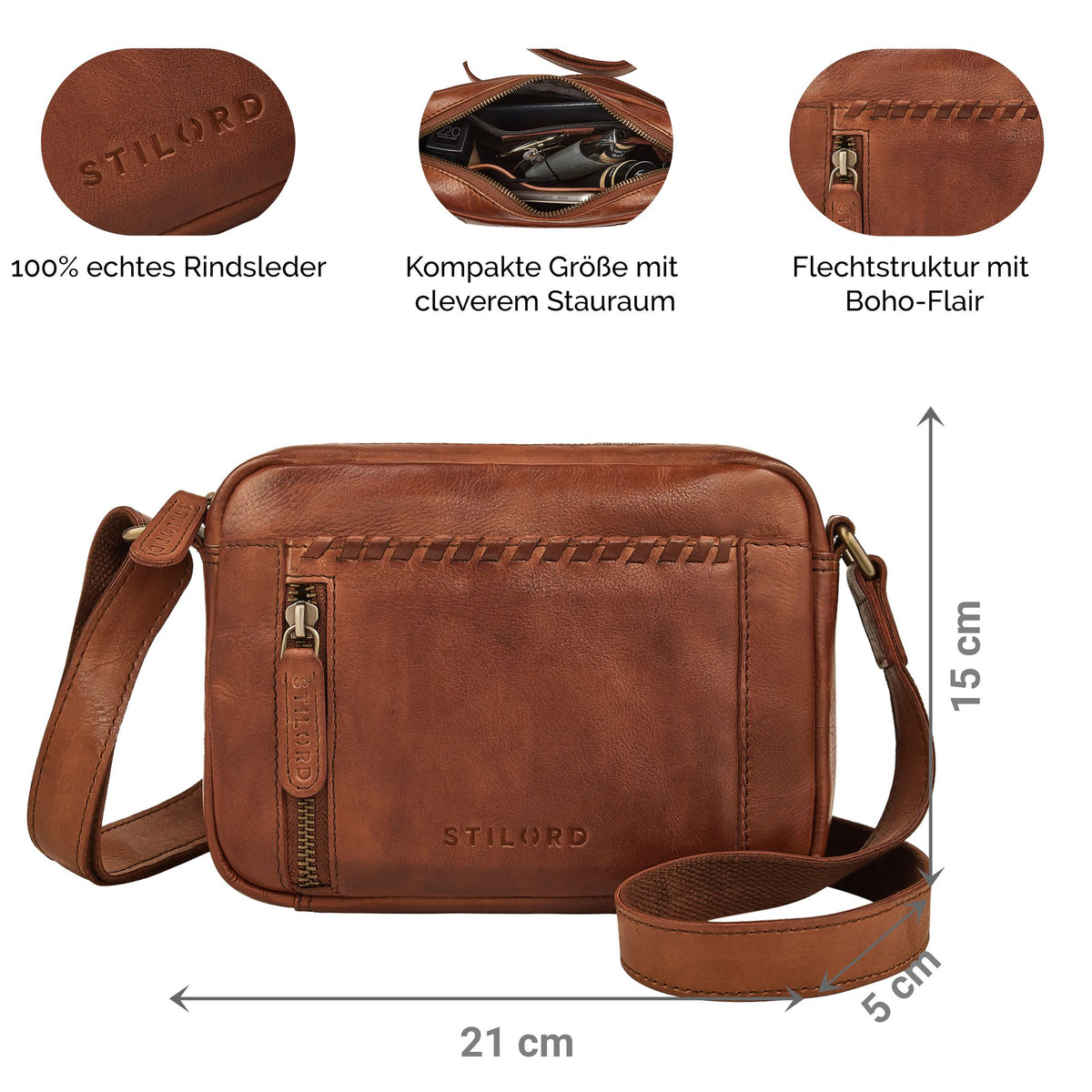 kleine echtleder tasche zum umhängen damen braun