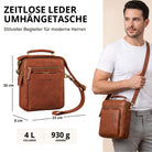 Kleine Leder-Umhängetasche maraska braun, STILORD-Prägung, Maße 26×23×8 cm, passt 10,1 Zoll Tablet und A5