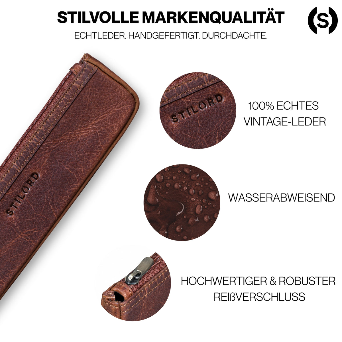 kleines echt leder mäppchen mini stifte cognac