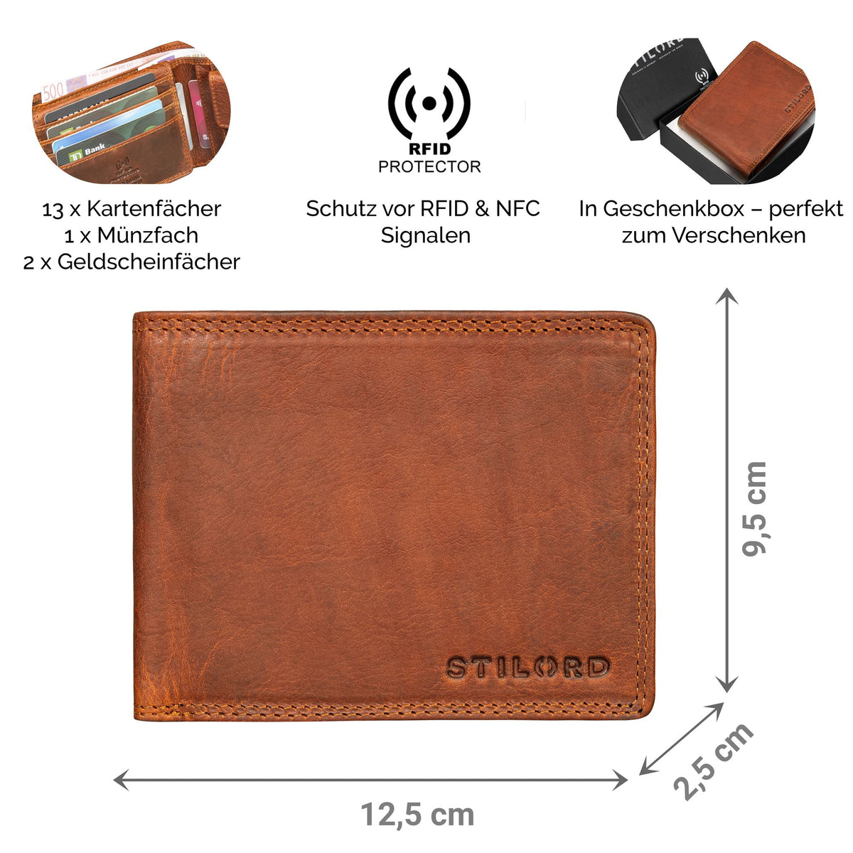männer ledergeldbörse echtes leder cognac