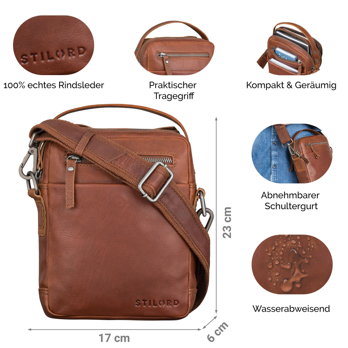 echtleder messenger tasche herren braun