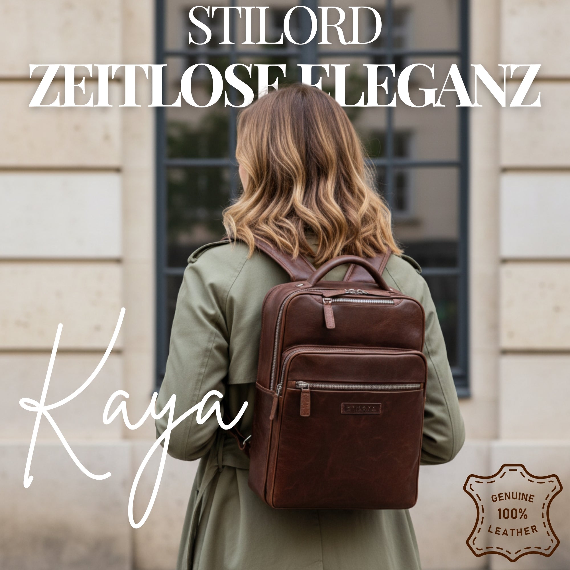 echtleder damen tagesrucksack ausflug cognac